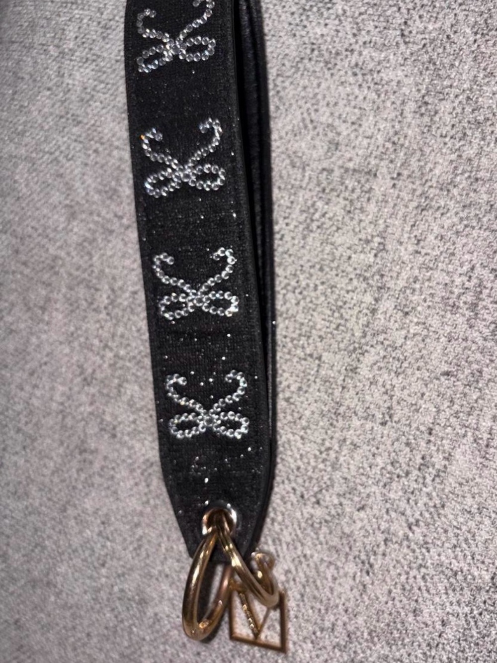 PINK Victoria's Secret Black Rhinestone Logo Strap Keychain